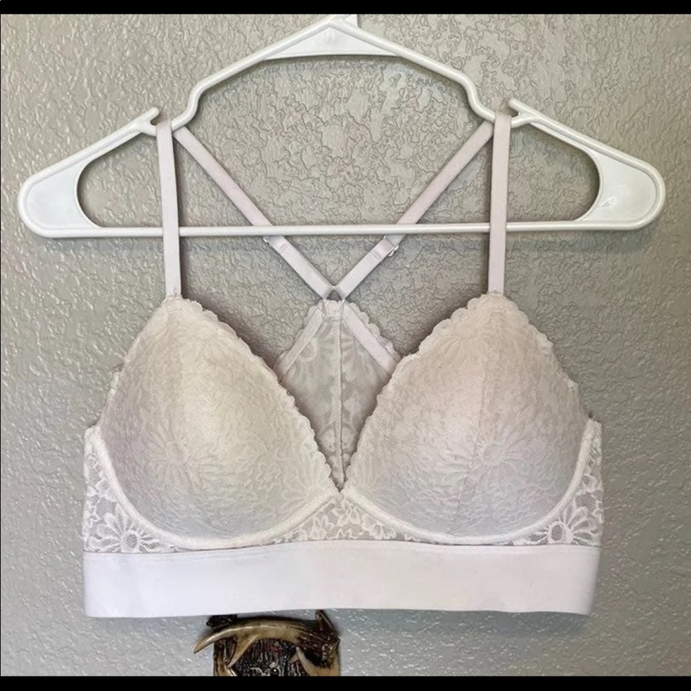 VS PINK cream lightly lined bralette